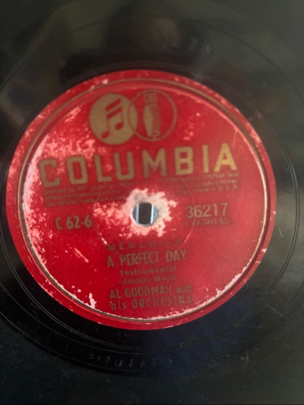 A Perfect Day' Al Goodman and his Orchestra. Columbia Records (Red Label).